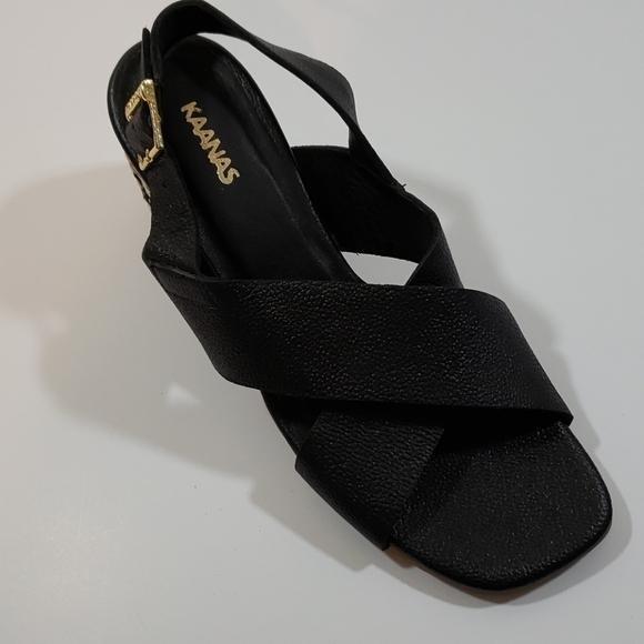 Kaanas~Size 6~Black Leather Sandals Java-Blk. - Picture 7 of 11